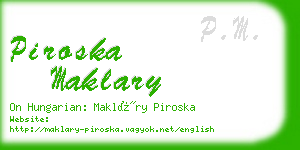 piroska maklary business card